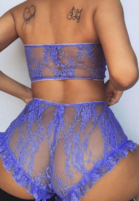 Sexy High Waist Sheer Lace Bralette Set