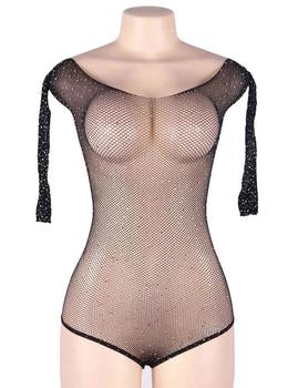 Long Sleeve Fishnet Off-the-shoulder Starry Night Bodysuit