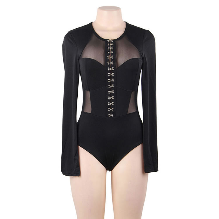 Black Lace Wind button Mature Transparent Sexy Underwear