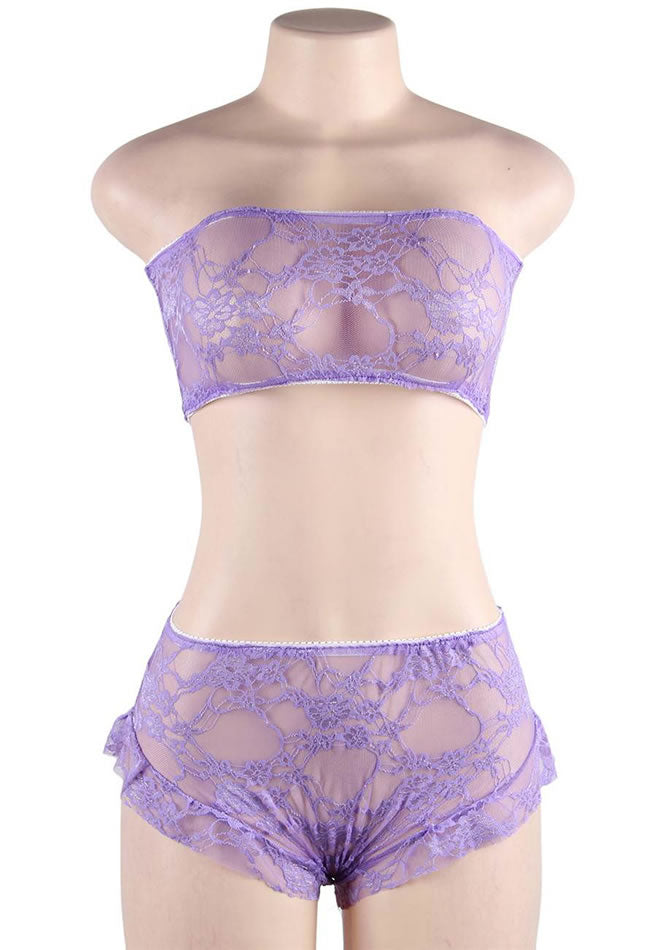 Sexy High Waist Sheer Lace Bralette Set