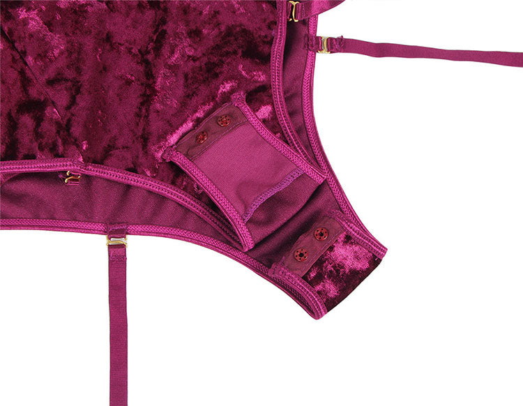 Velvet Queen Lace Off-The-Shoulder Lace Teddy