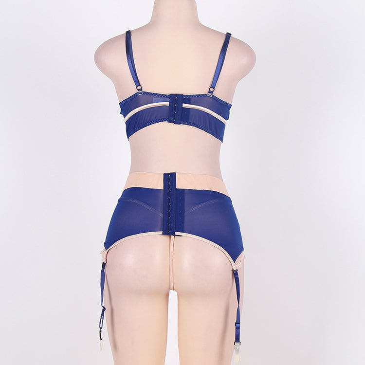 Longline Beige Lace Bra Set