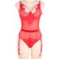 Plus Size Eyelash Lace Teddy with Garters
