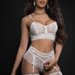 BL2134 - 3pc Zippered Bustier Top & Garter Boyshort