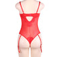 Plus Size Eyelash Lace Teddy with Garters